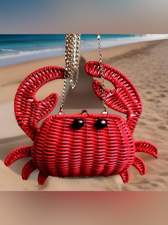 Tommy Bahama Handbags - TOMMY BAHAMA RED CRAB WICKER WOVEN HANDBAG w 2 STRAPS - VIRAL TIK TOK